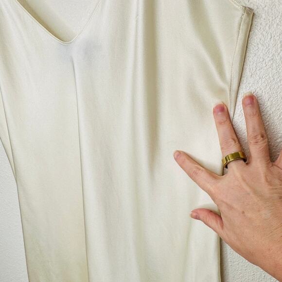 Nili Lotan Cream V-Neck Spaghetti Strap 100% Silk Slip Dress XL - Picture 7 of 16